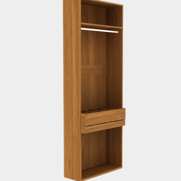 Walk-in Closet พร้อมราวแขวนกางเกง สีฮันนี่วอลนัท