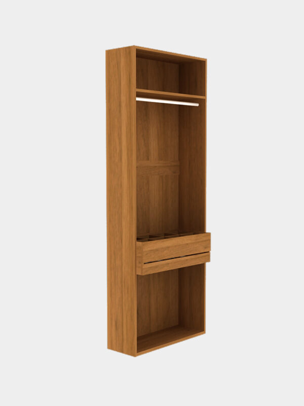 Walk-in Closet พร้อมราวแขวนกางเกง สีฮันนี่วอลนัท